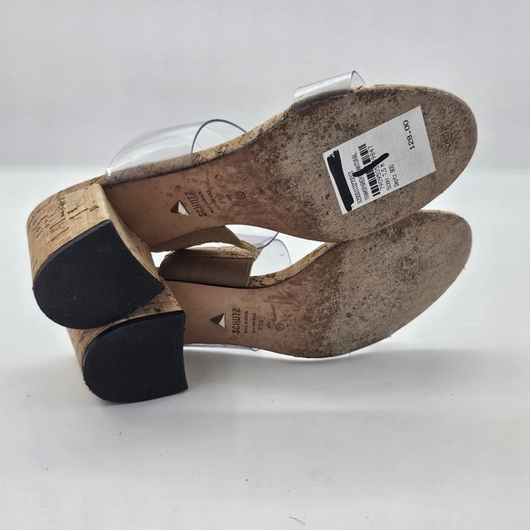 Schutz Victorie Clear Vinyl Cork Block Heel Sandal Women's 7.5 - Picture 7 of 11